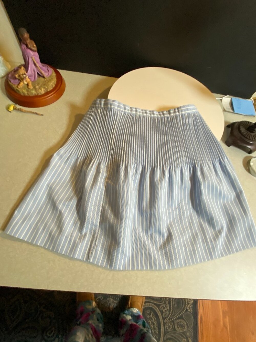 Vintage Loomtogs Blue White Striped Girls Skirt Size 6 Union Made USA